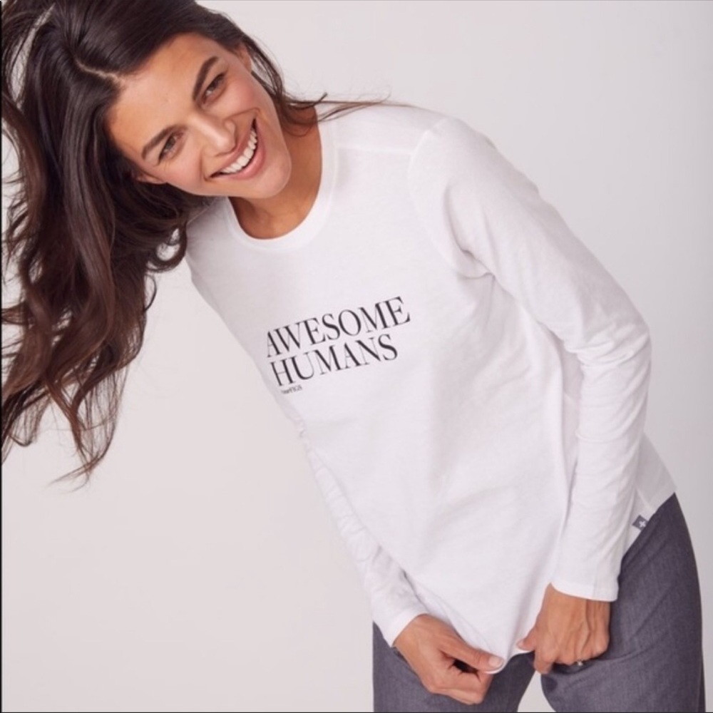 Figs White Long Sleeve Tee "Awesome Humans"
